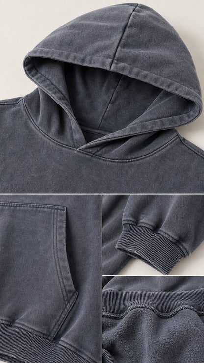 Women's Vintage Washed Oversized Hoodie and Wide-Leg Sweatpants Set