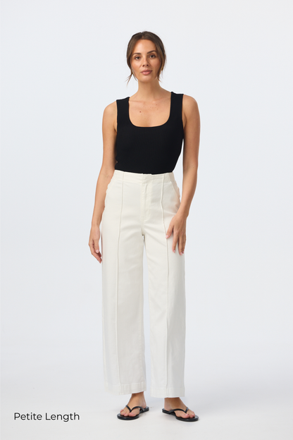 Tailored Pintuck Jeans - White