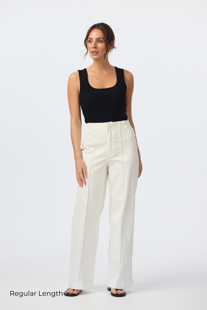 Tailored Pintuck Jeans - White