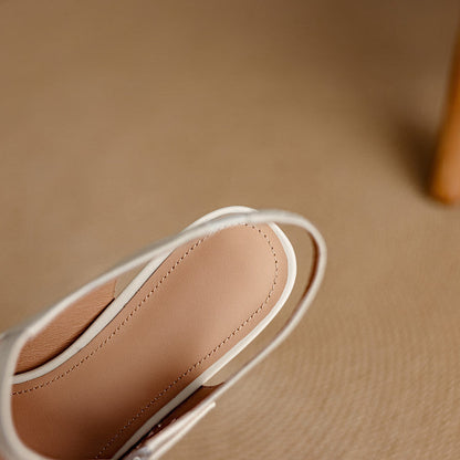 Bela Genuine Leather Hollow-Out Slingback Heels