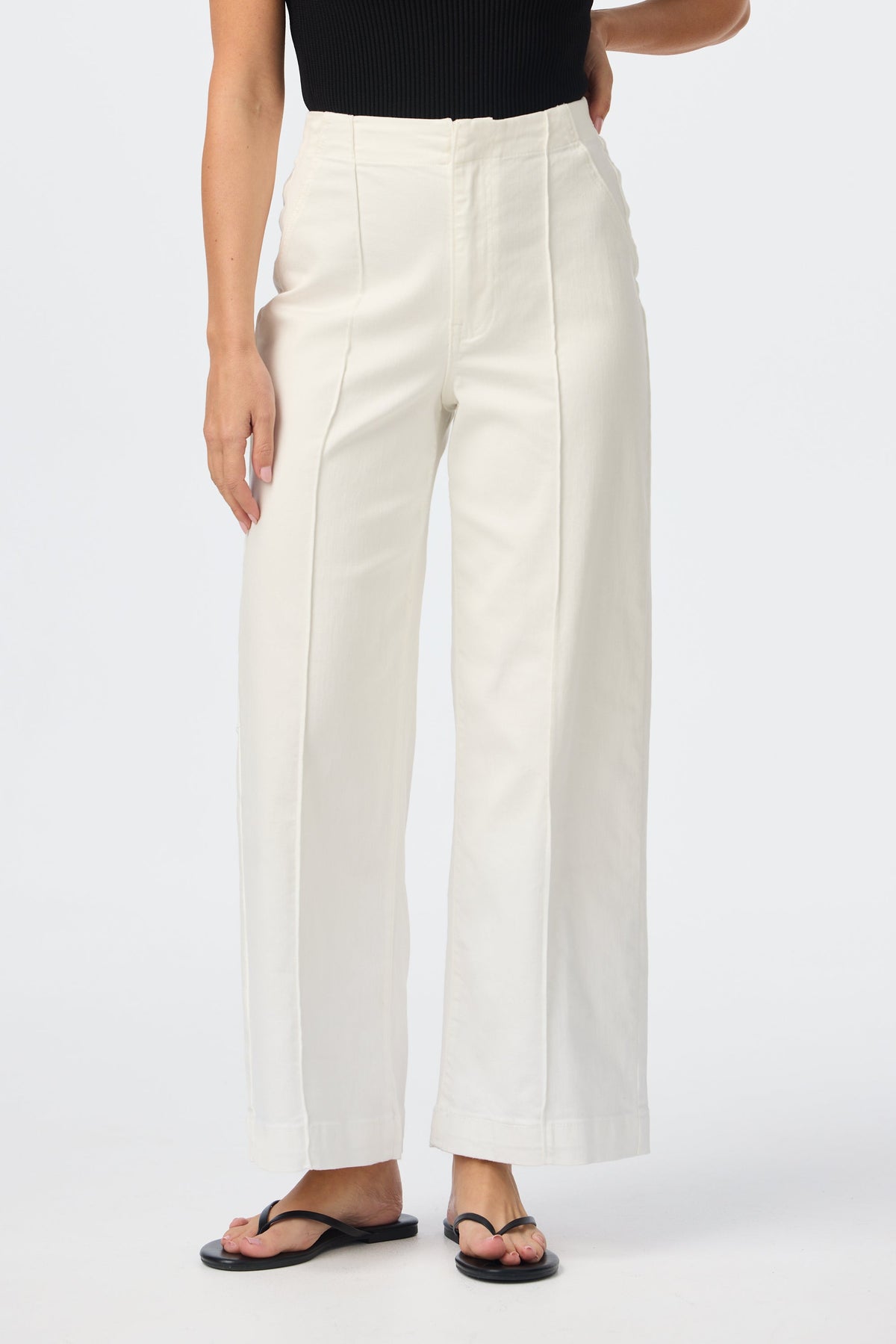 Tailored Pintuck Jeans - White