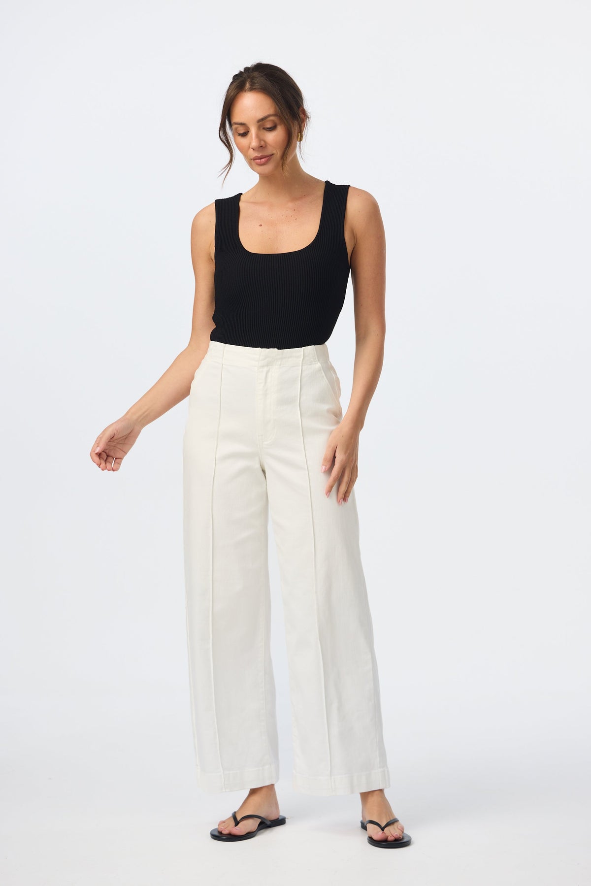 Tailored Pintuck Jeans - White