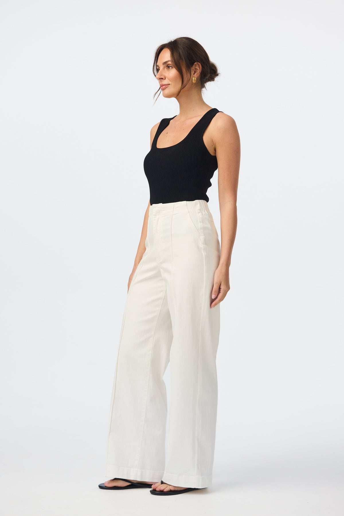 Tailored Pintuck Jeans - White