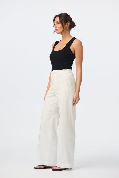 Tailored Pintuck Jeans - White