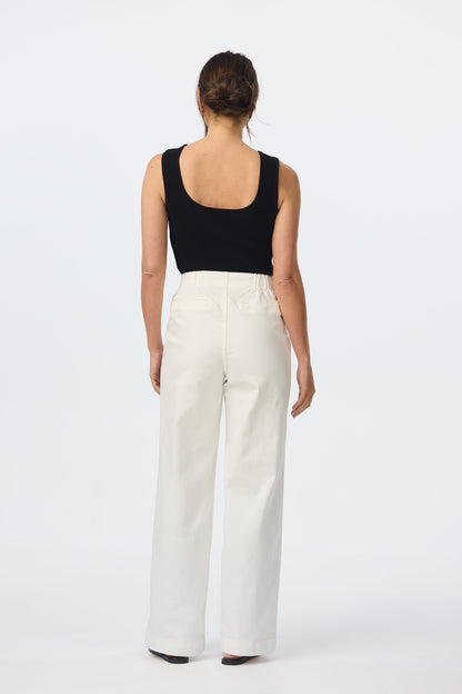 Tailored Pintuck Jeans - White